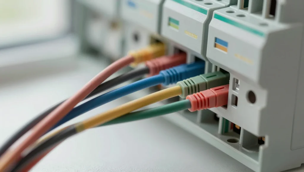 Elektroinstallateur bei Arbeiten an einer Abzweigdose