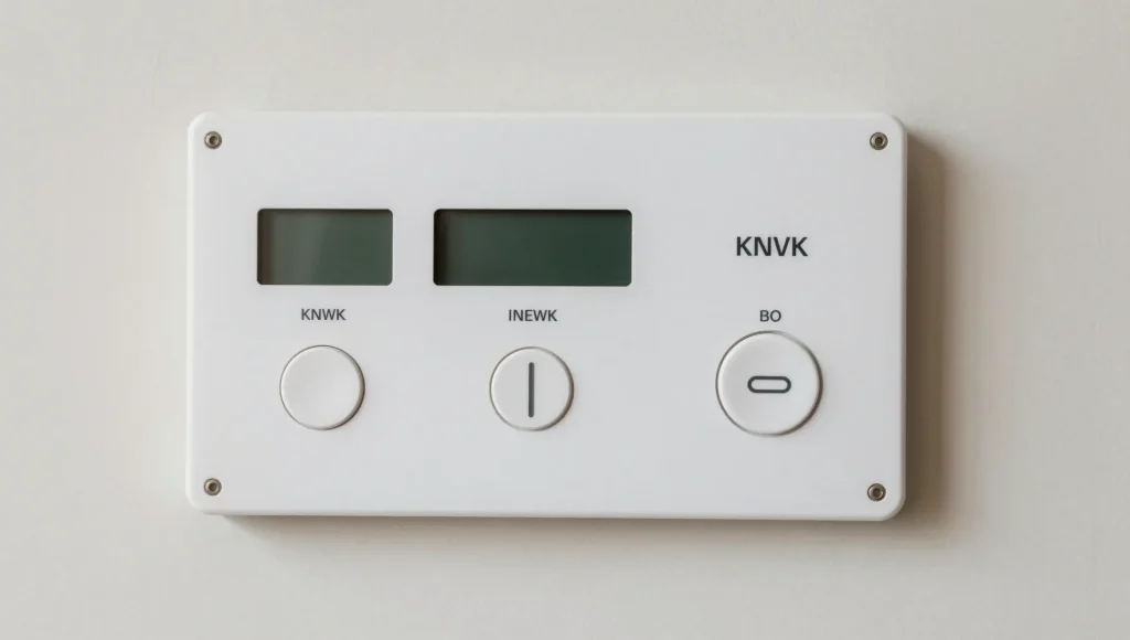 Nahaufnahme eines KNX-Reiheneinbaugeräts im Verteilerschrank