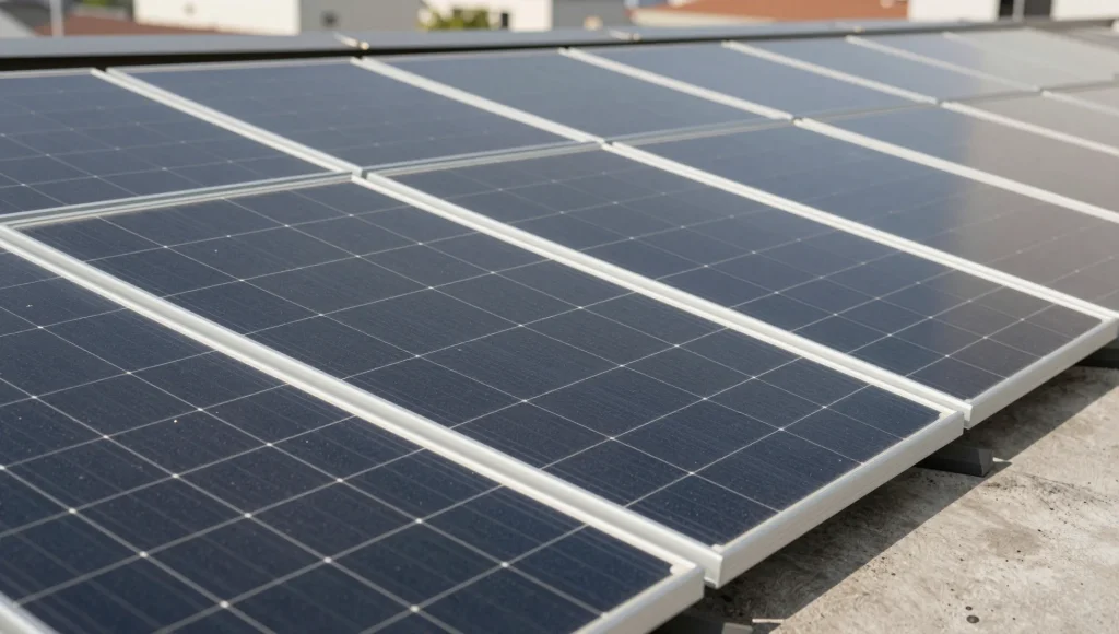 Techniker kontrolliert die Verkabelung einer Solaranlage