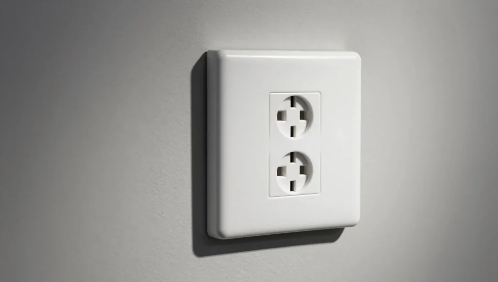 Nahaufnahme einer neu montierten Steckdose an der Wand