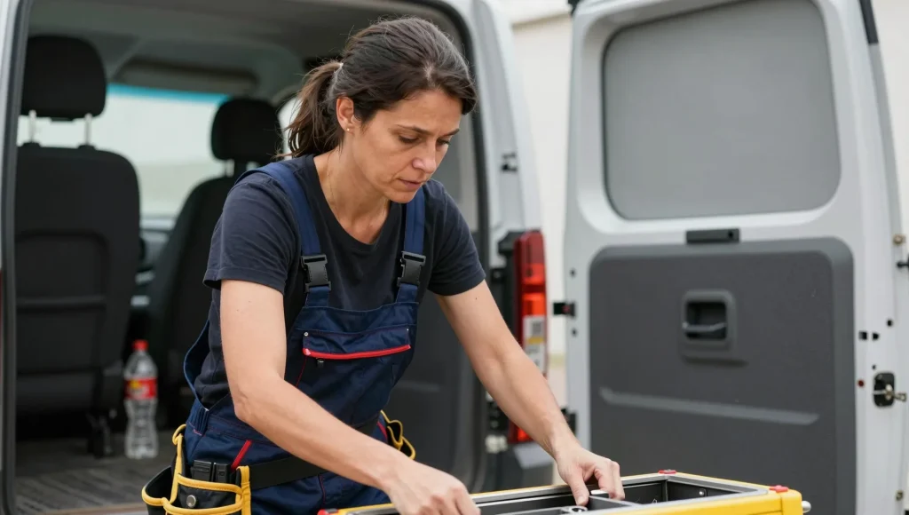 Ausgestatteter Servicewagen mit Werkzeug und Material für die Elektroinstallation